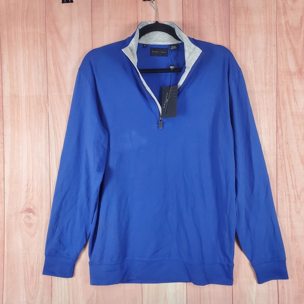 Bobby Jones Golf Shirt Mens S Blue‎ Stretch Pima Cotton 1/4 Zip 1930
